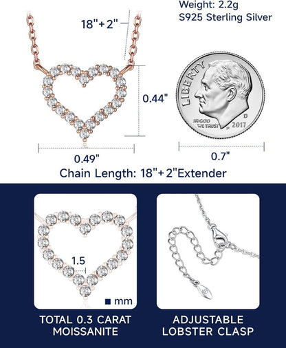 Herzkette mit Buchstaben Anhänger Moissanit Diamant Initialen