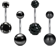 Schwarzes Bauchnabelpiercing Edelstahl 14g Barbell 4 Stück