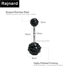 Schwarz Bauchnabelpiercing Edelstahl 14g Barbell Set 4 Stäbe