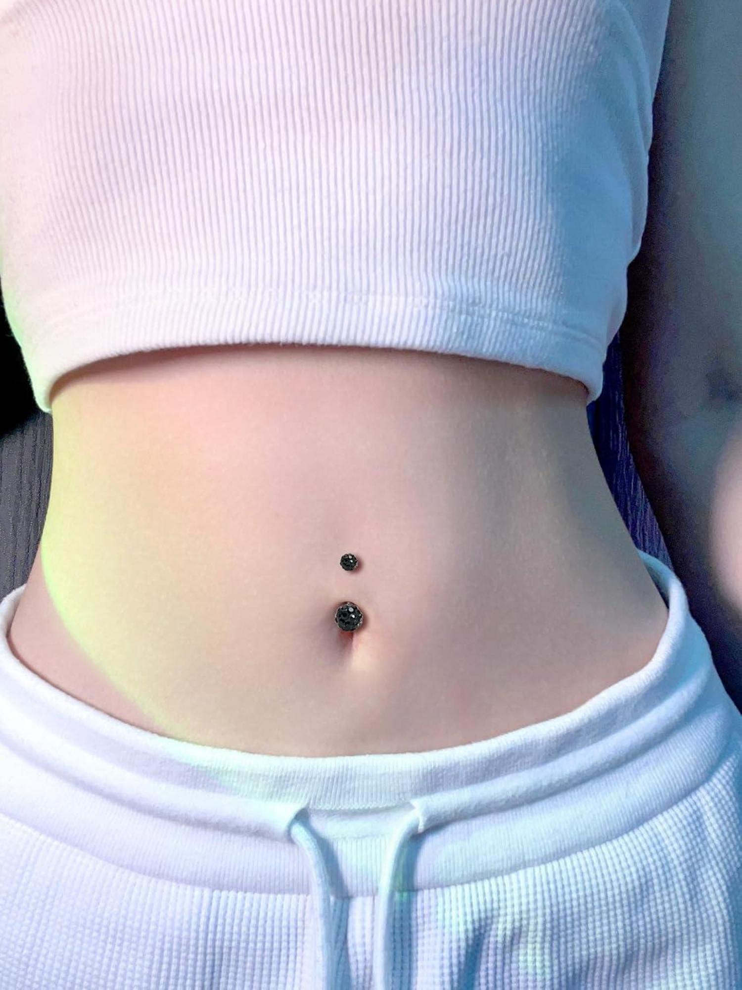 Schwarzes Bauchnabelpiercing Edelstahl 14g Barbell 4 Stück