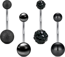 Schwarzes Bauchnabelpiercing Edelstahl 14g 6/8/10/12/14mm Barbell