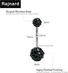 Schwarzes Bauchnabelpiercing Edelstahl 14g Barbell