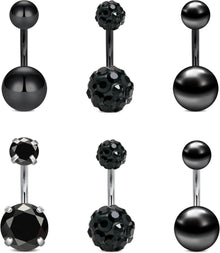 Schwarzes Bauchnabelpiercing Edelstahl 14g 6/8/10/12/14mm