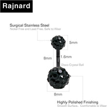 Schwarzes Bauchnabelpiercing Edelstahl 14g 6-14mm Barbell