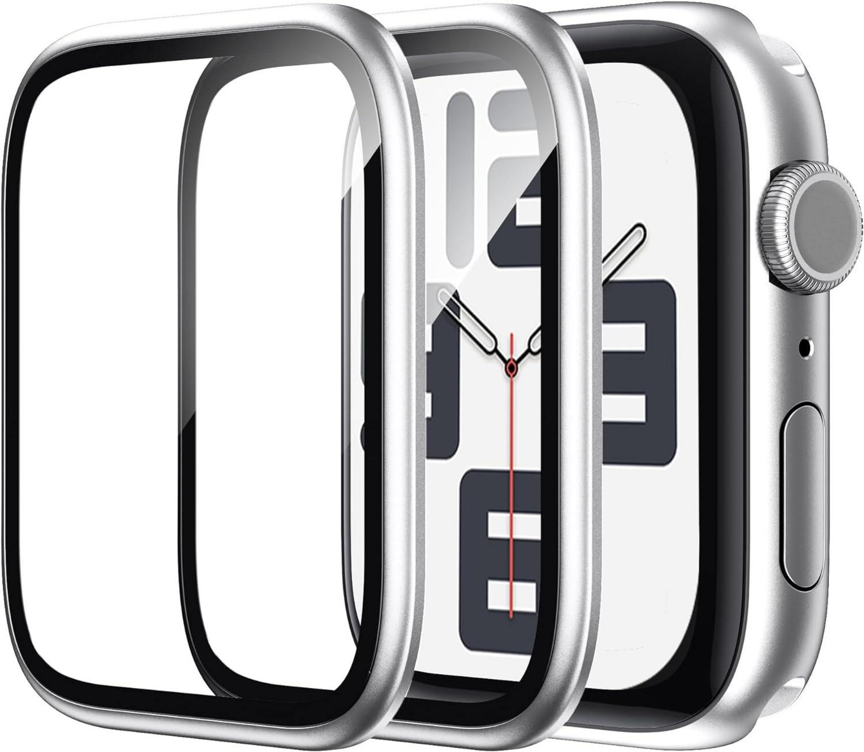 WSKEN Schutzfolie Apple Watch SE2 SE 6 5 4 44mm 2 Stück Silber