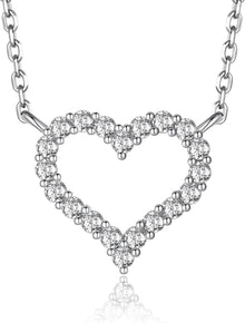 Herzkette mit Moissanit Diamant Anhänger Initialen Halskette für
