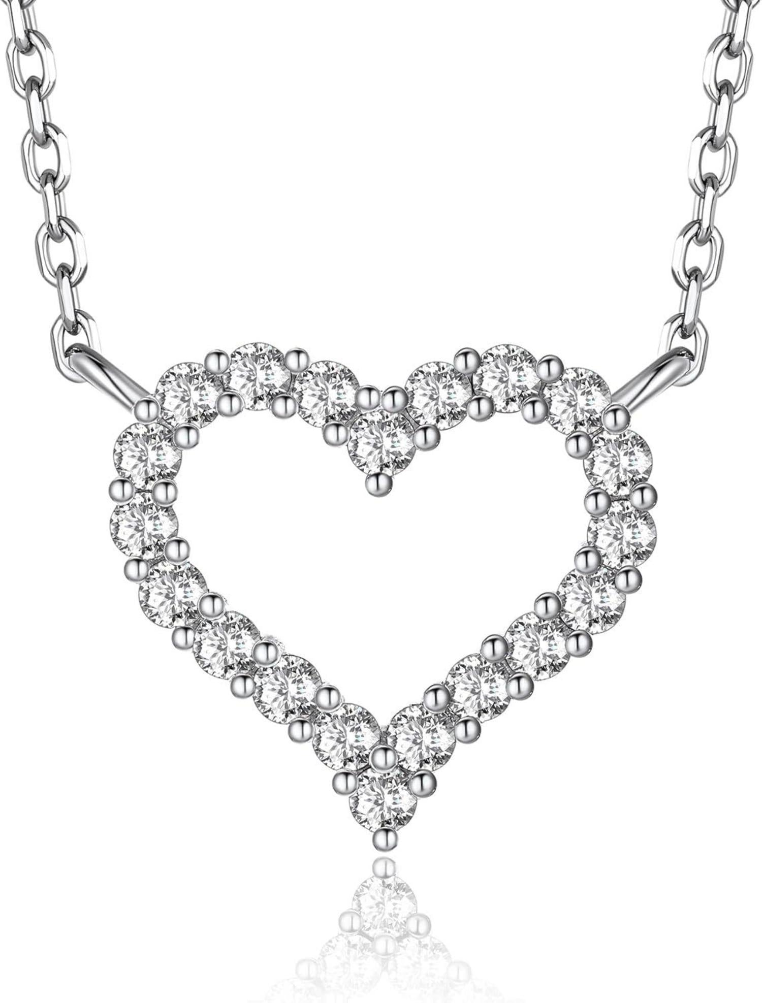 Herzkette mit Moissanit Diamant Anhänger Initialen Halskette für