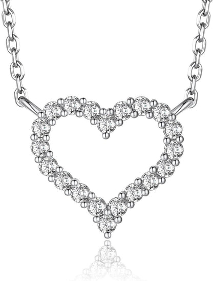 Herzkette mit Moissanit Diamant Anhänger Initialen Halskette für