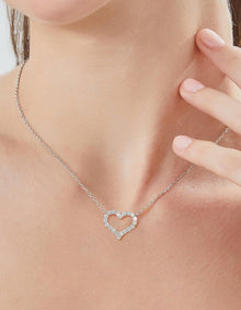 Silber Herz Kette mit Moissanit Initialen Anhänger 0.3ct