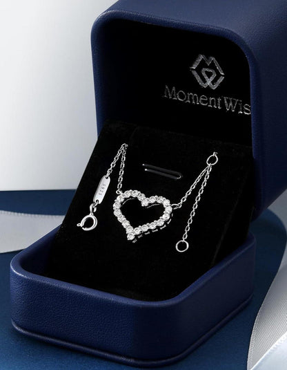 Herzkette mit Moissanit Diamant Anhänger Initialen Halskette für