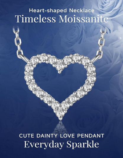 Herz Kette Moissanit Diamant Damen Halskette personalisiert 0.3ct Silber