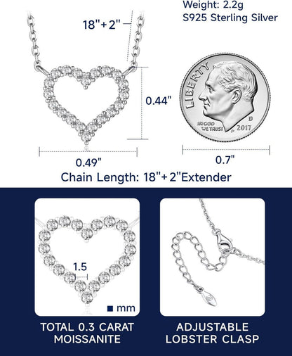 Herz Kette mit Buchstaben Anhänger Moissanit Diamant Initialen