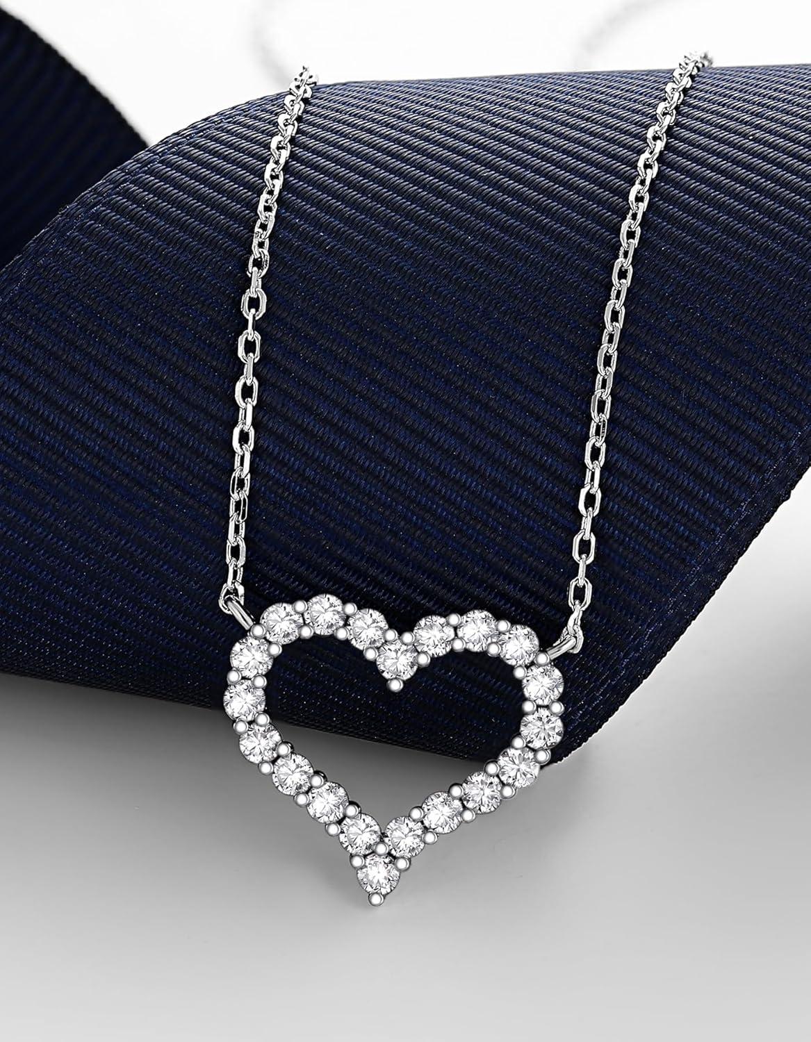 Herz Kette Moissanit Diamant Damen Halskette personalisiert 0.3ct Silber