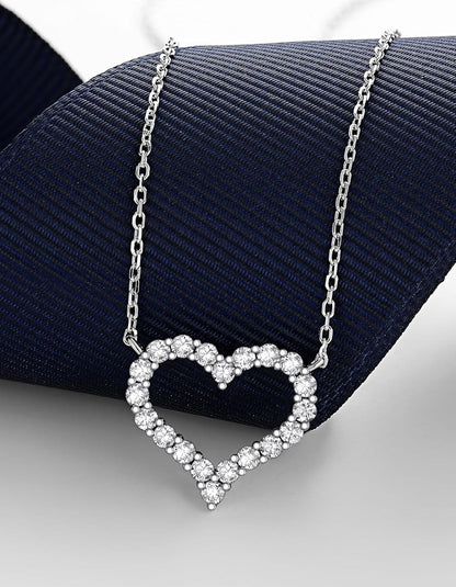 Herz Kette Moissanit Diamant Damen Halskette personalisiert 0.3ct Silber