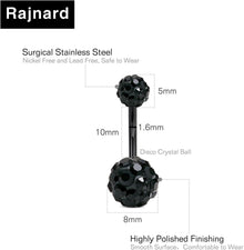 Schwarzes 316L Edelstahl Bauchnabelpiercing Set 6 Stück 14g