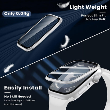 WSKEN Schutzfolie für Apple Watch Series 9/8/7 45mm [Titanium Alloy Frame] Panzerfolie 2 Stück Silber