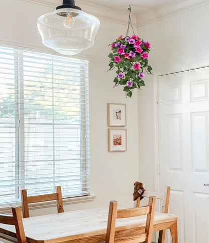 Künstliche Morning Glory Hängepflanzen mit Hängeampel, 70cm, violetten Blüten