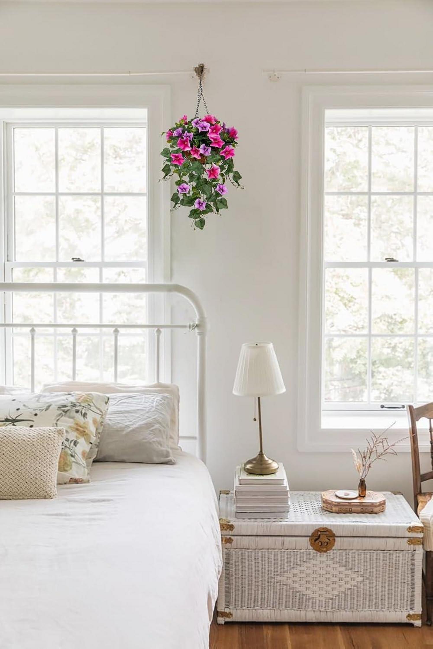 Künstliche Morning Glory Hängeampel 70cm Dekopflanze Violet