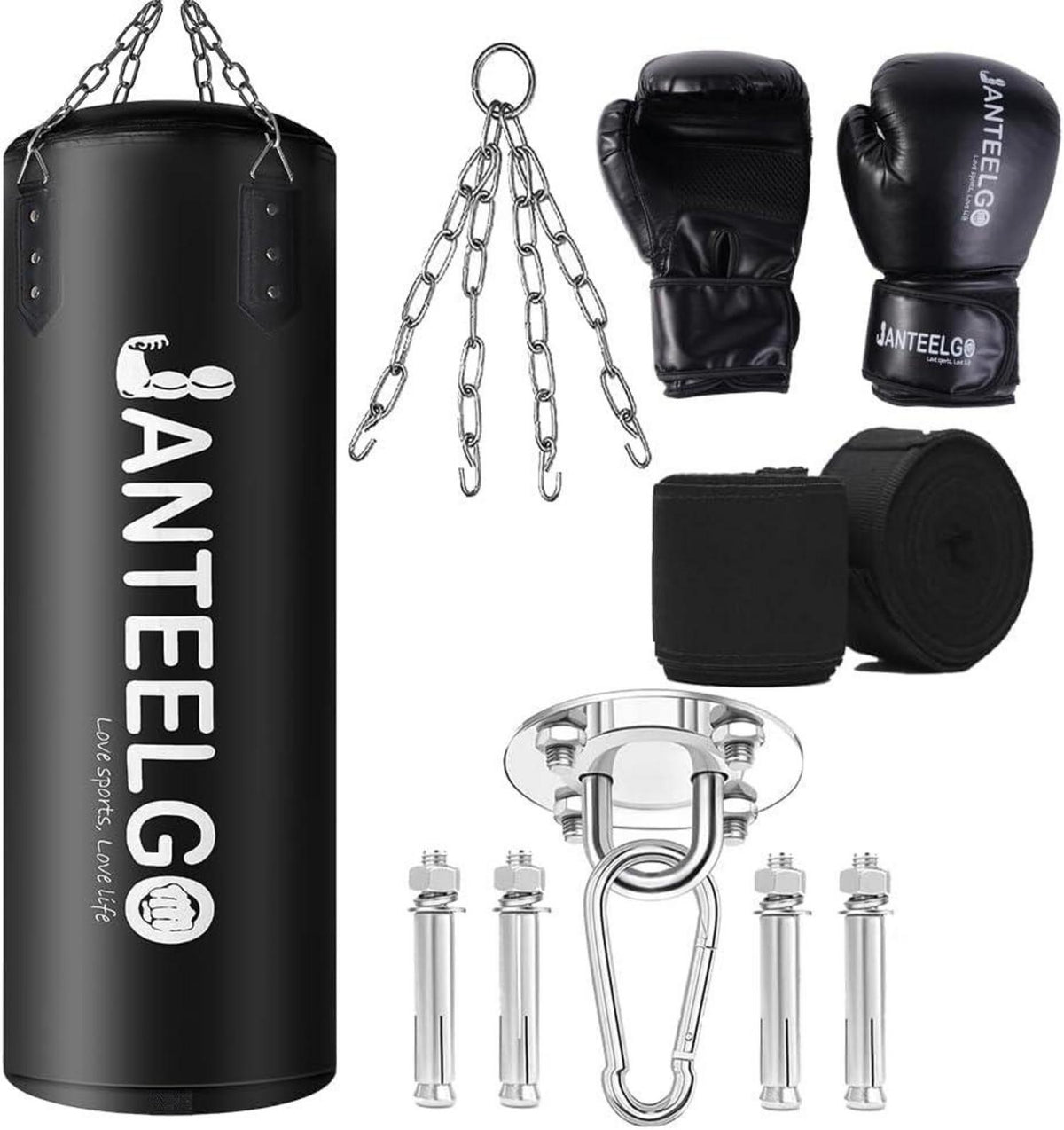 Hängender Ungefüllter Boxsack 100cm Schwarz PU-Leder MMA Kickboxing