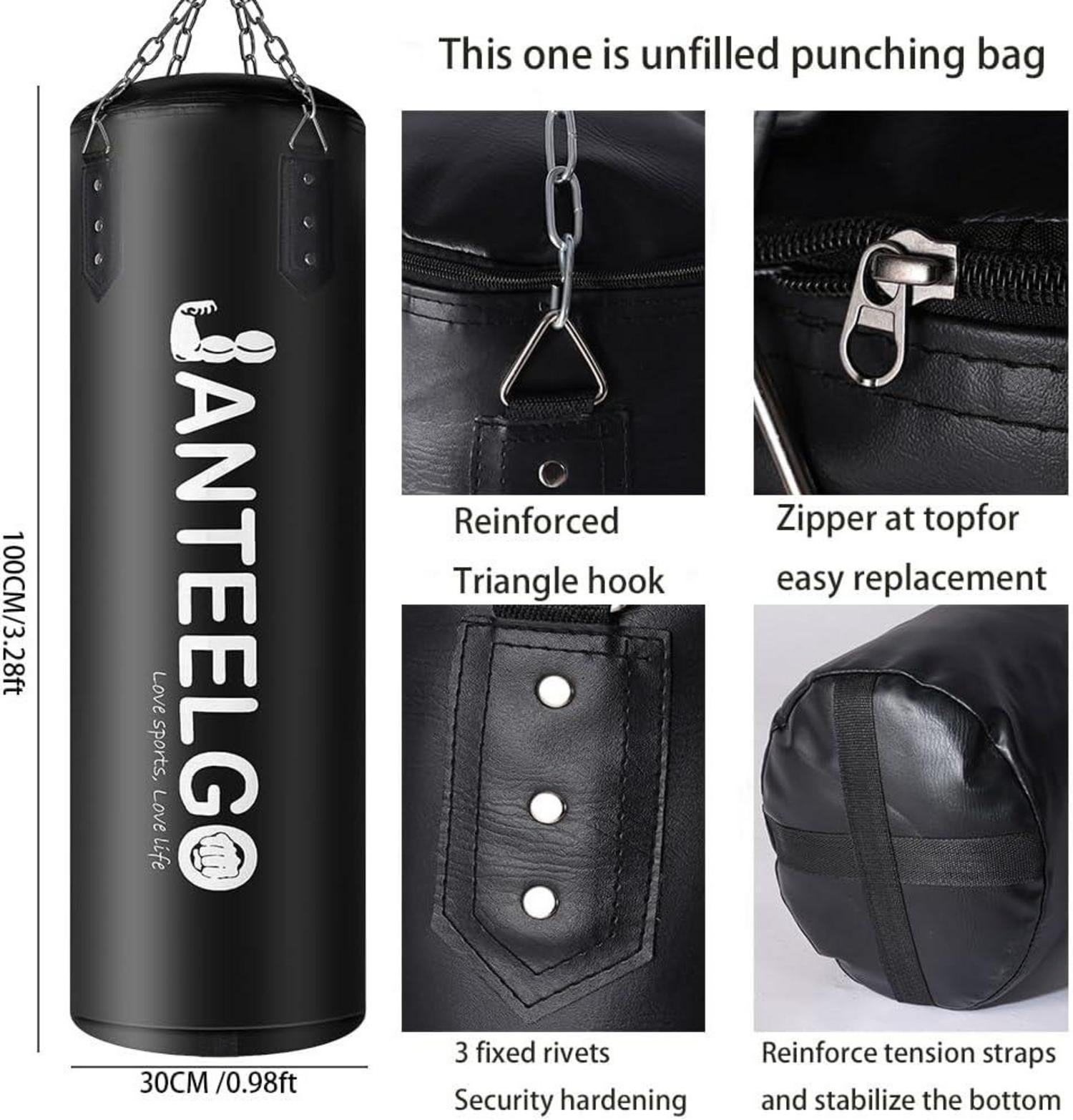 Boxsack 100cm Ungefüllt PU-Leder Hängend Schwarz MMA