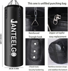 Boxsack 100cm Ungefüllt PU-Leder Hängend Schwarz MMA