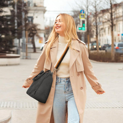 Tote Bag Handtasche Damen Umhängetasche Cord Shopper Schwarz