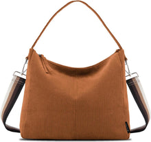 Große Braun Cord Tote Bag mit Reißverschluss und Riemen