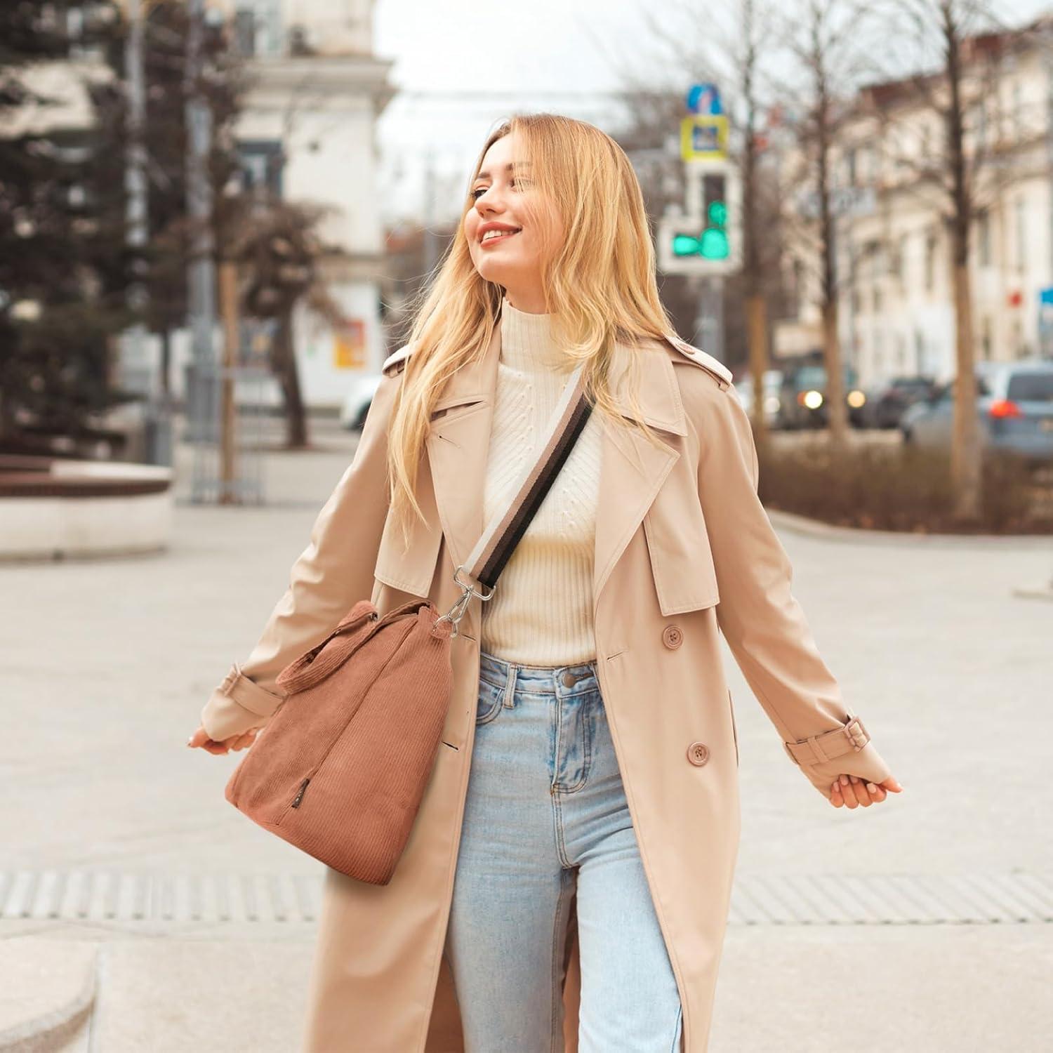 Prite Cord Tote Bag Handtasche Damen Umhängetasche