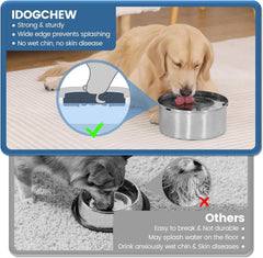 Wassernapf Hund 3L Edelstahl Anti Schlabber Rutschfester Boden