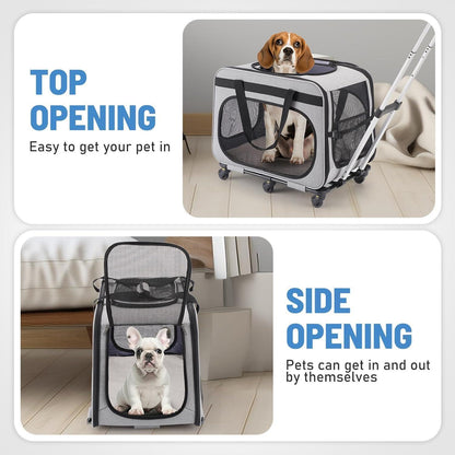 Transportbox Katze/Hund 20kg – 2-in-1 Reisebox mit Rollen