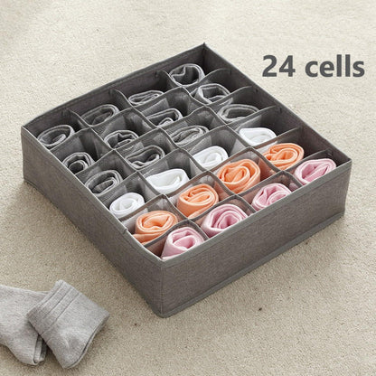 24 Zellen Aufbewahrungsboxen Schubladen Organizer Unterwäsche Socken Krawatten Grau
