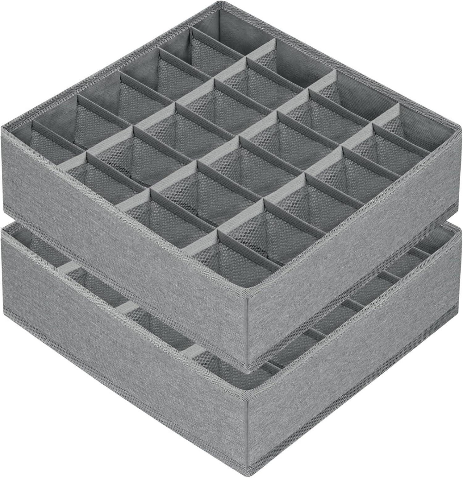 Flintronic 2 Stück Schubladen Organizer 24 Zellen Aufbewahrungsboxen Grau