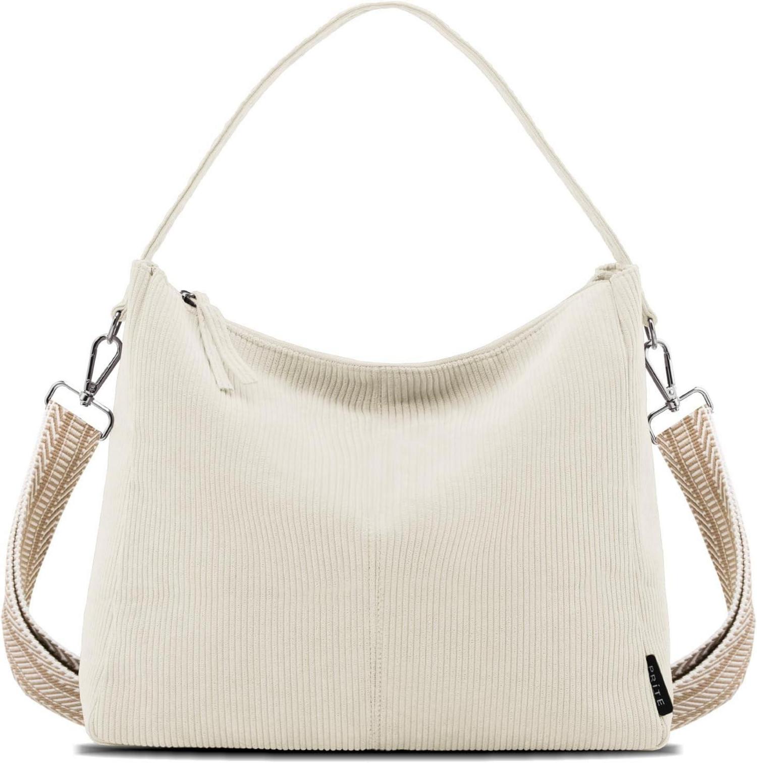 Tote Bag Handtasche Damen Umhängetasche Cord Shopper Beige