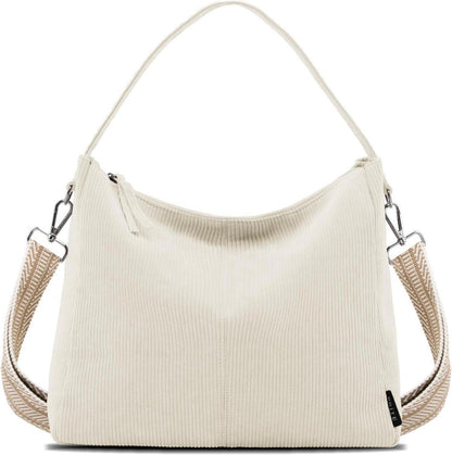 Tote Bag Handtasche Damen Umhängetasche Cord Shopper Beige