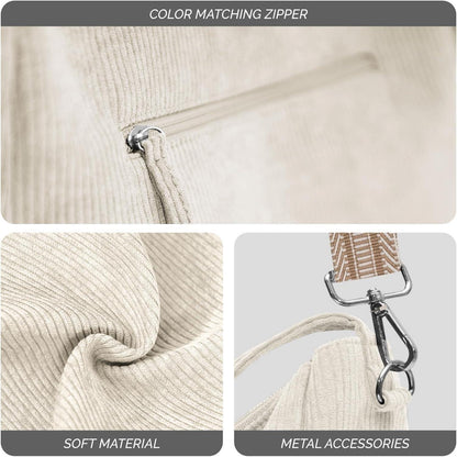 Umhängetasche Cord Shopper Damen Handtasche mit Reißverschluss