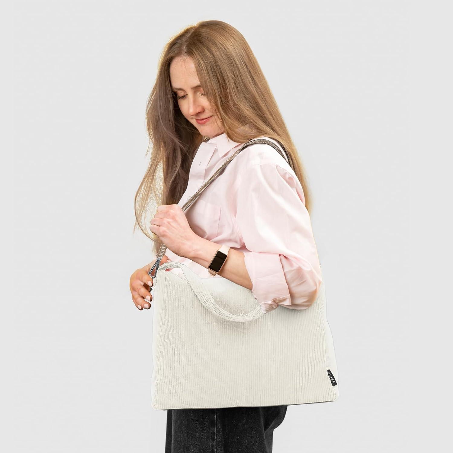 Umhängetasche Cord Shopper Damen Handtasche mit Reißverschluss