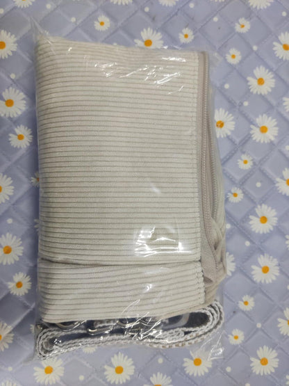 Tote Bag Handtasche Damen Cord Umhängetasche Reißverschluss Beige
