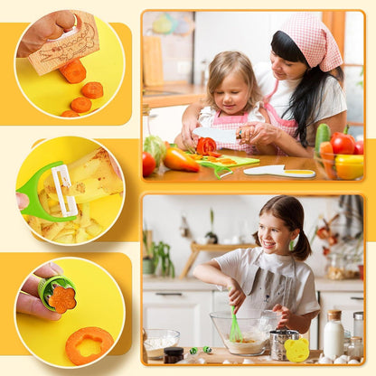 Kindermesser Set 17-teilig für sicheres Kochen mit Gemüse