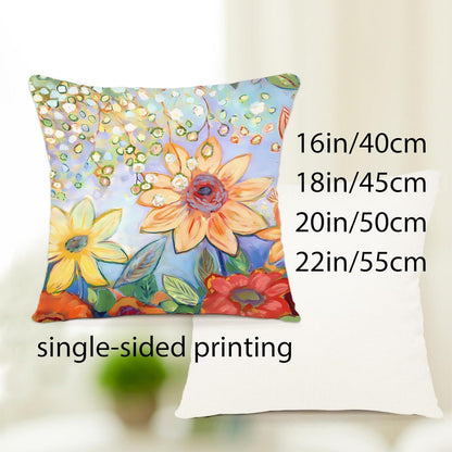 Blumen Kissenbezug 50x50 cm - 4er Set Leinen Outdoor