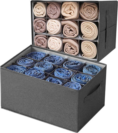 Kleiderschrank Organizer 12 Zellen Schubladen Ordnungssystem Grau 2er