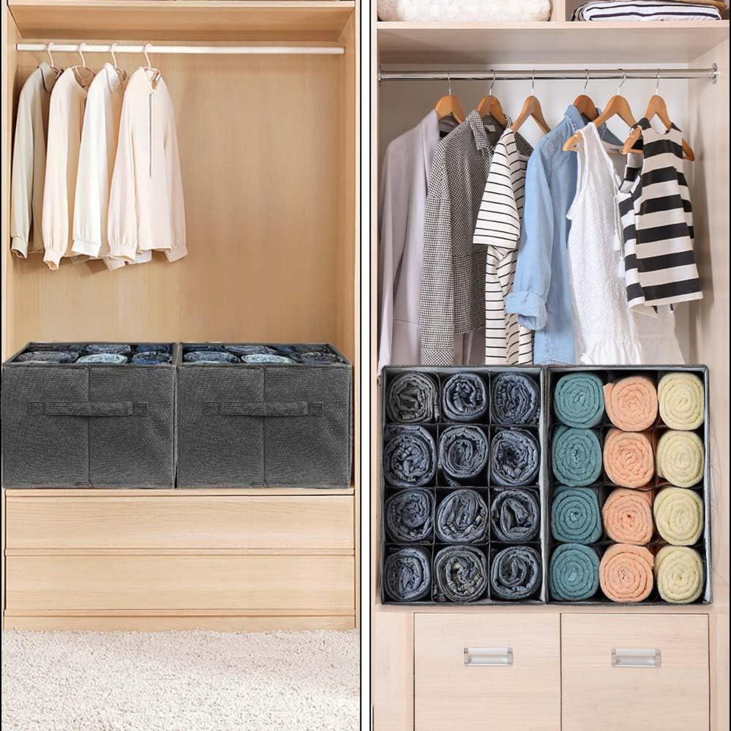 Kleiderschrank Organizer Schubladen Ordnungssystem 12 Zellen Grau 2er
