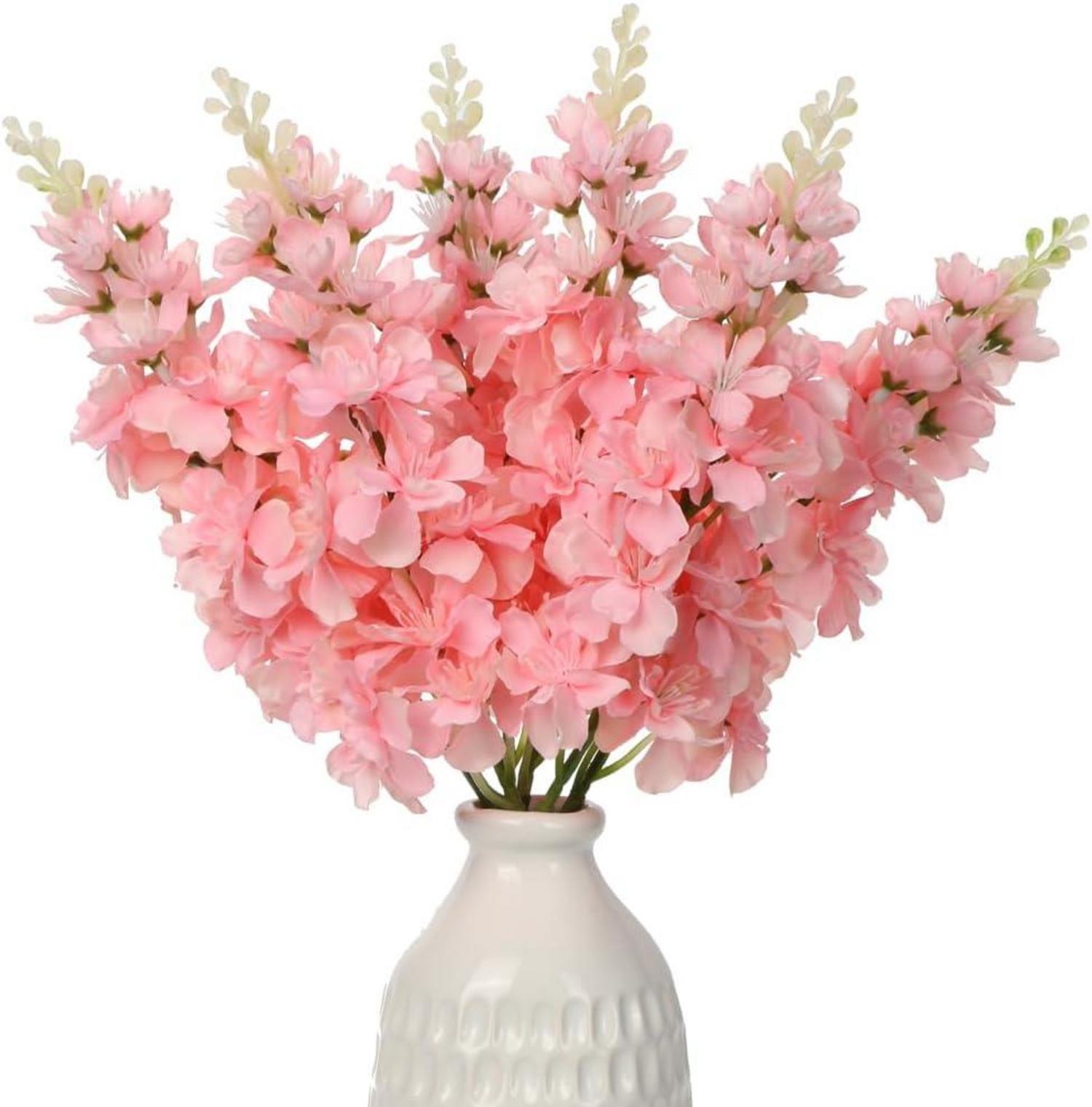 Künstliche Rittersporn Delphinium Rosa 6er-Set Dekoblumen