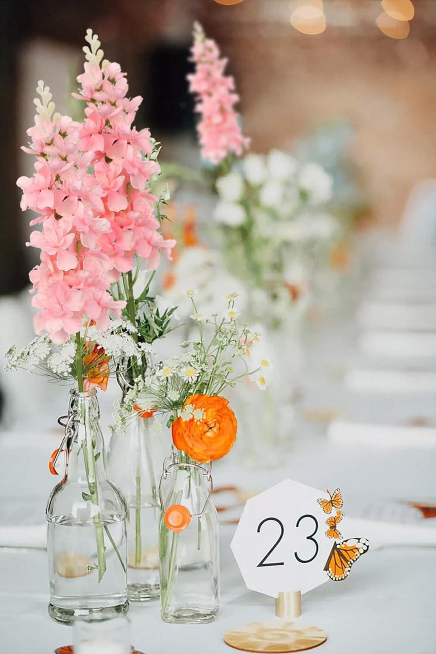 Kunstblumen Rittersporn Delphinium Rosa 6er-Set Dekoration