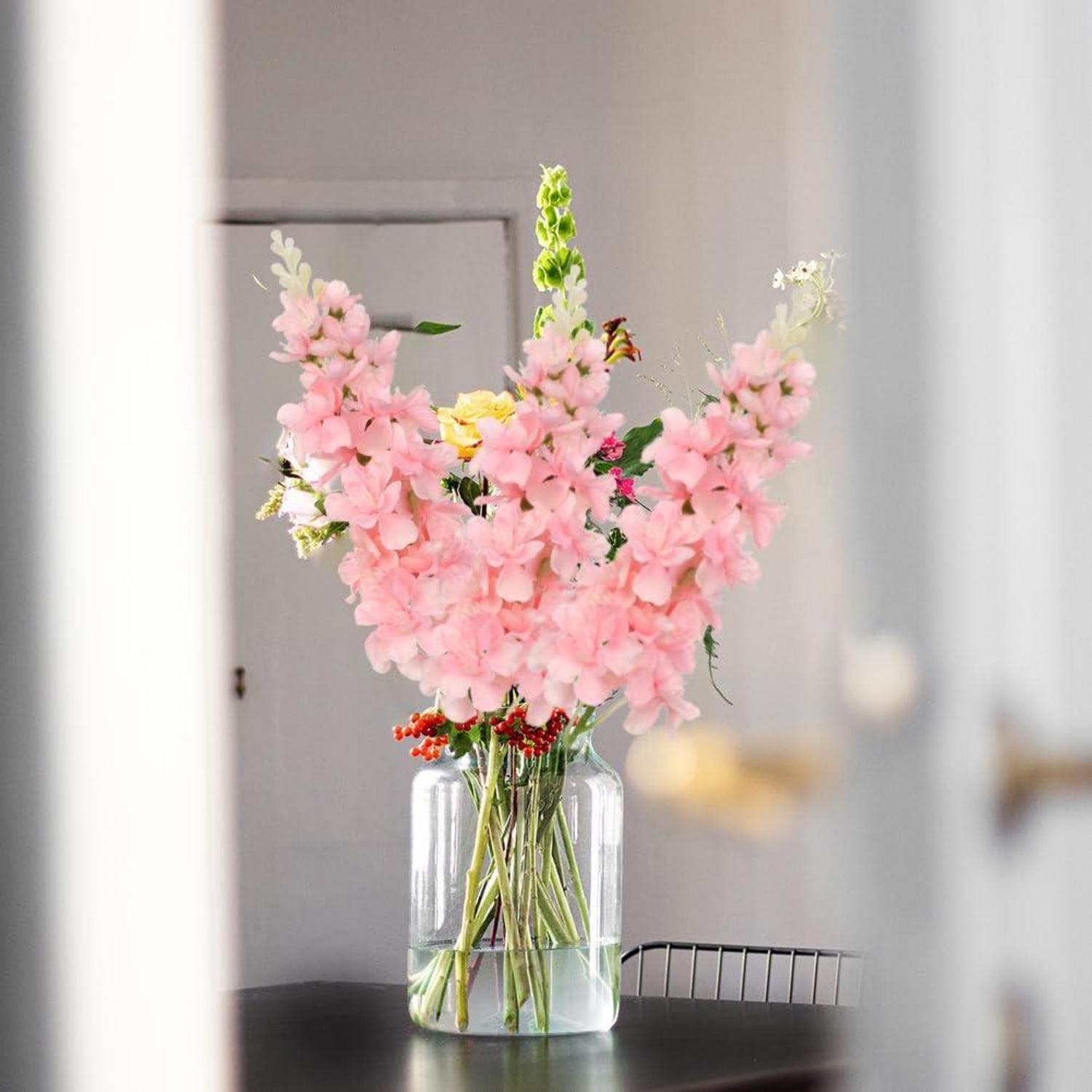 6er-Set Künstliche Rittersporn Delphinium Rosa Deko Frühlingsblumen