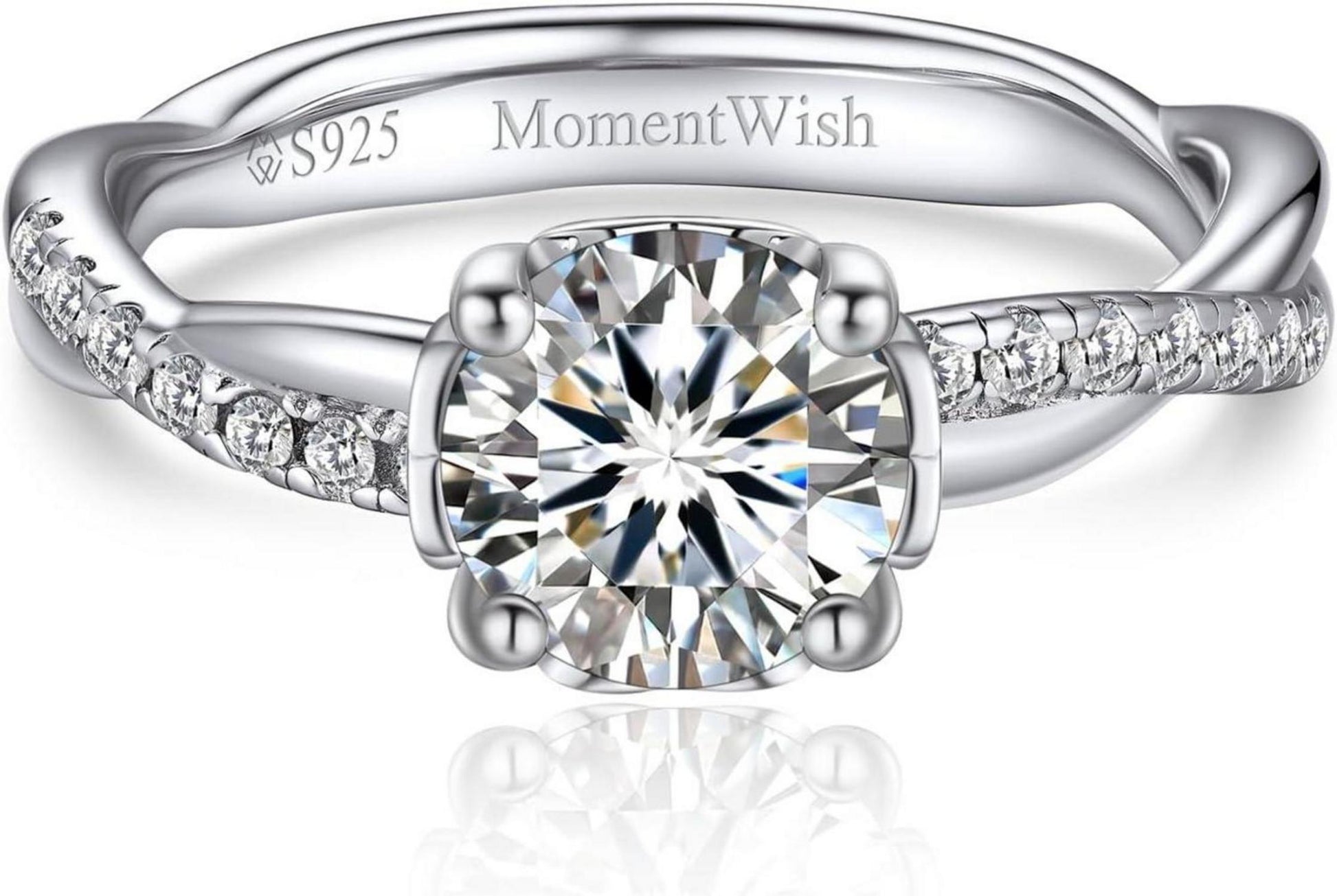 Moissanit Verlobungsring Damen 1 Karat Silber 925 Geburtstagsgeschenk
