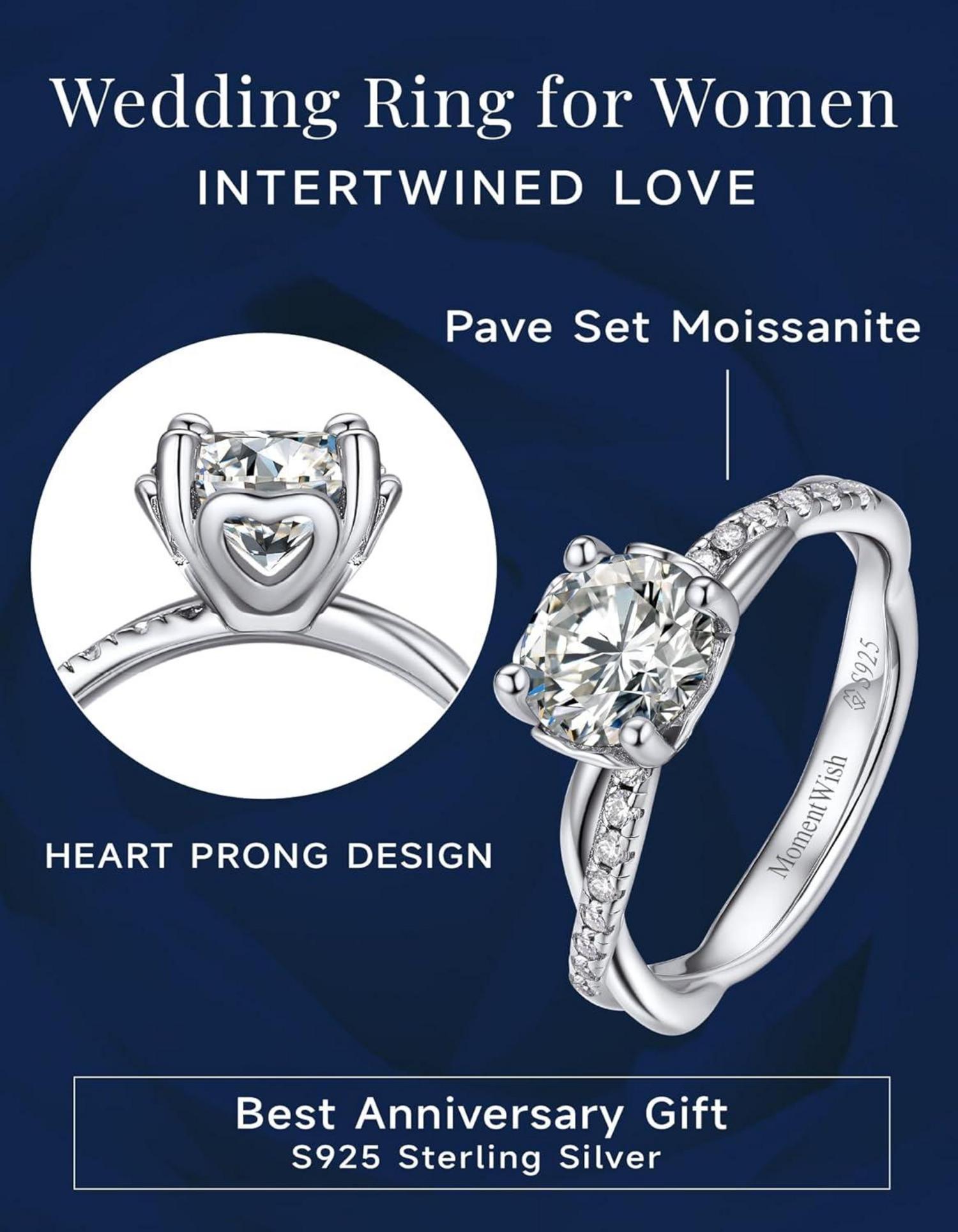 Verlobungsring Damen 1 Karat Moissanite Silber 925 Geschenk