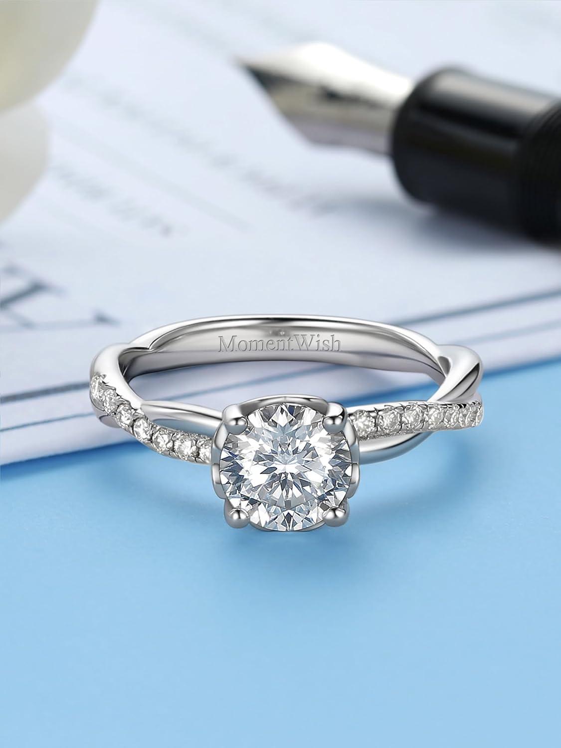 Verlobungsring Damen 1 Karat Moissanite Silber 925 Geschenk