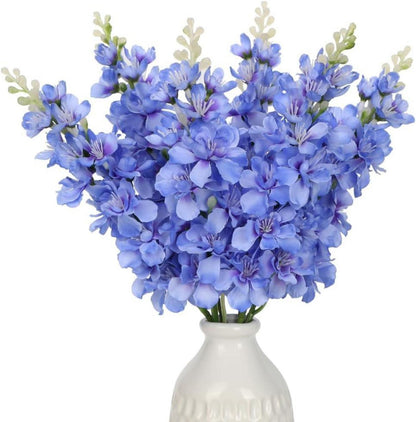 Künstliche Blaue Delphinium Dekoblumen 6er-Set für Frühling