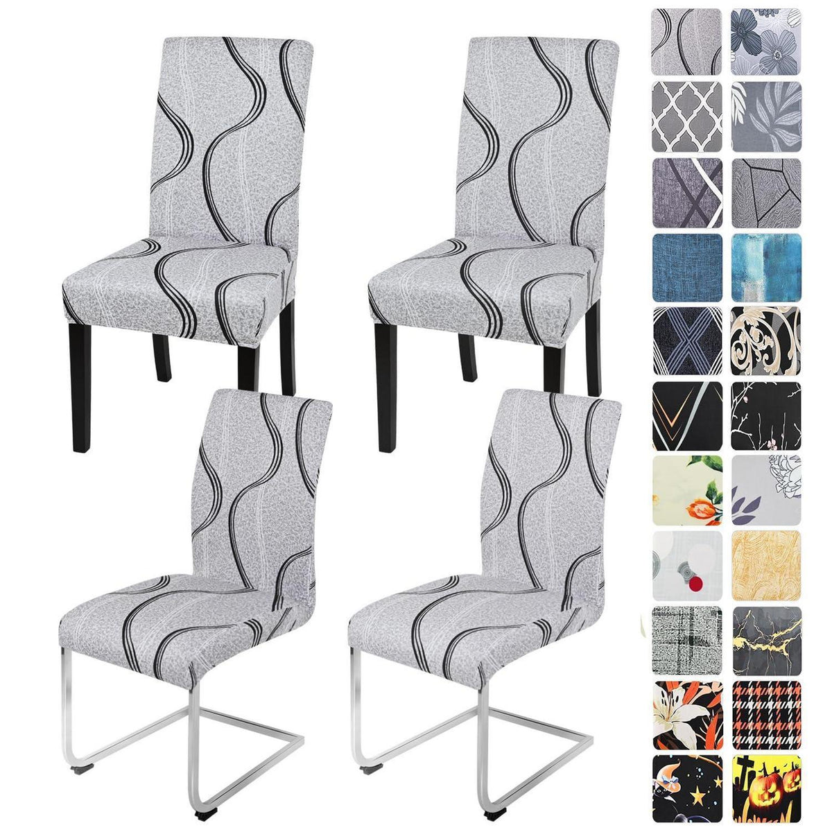 Stretch Stuhlhussen Grau - Set für Esszimmer & Co.