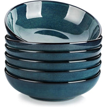 6er Set Blau Steingut Suppen & Nudelschalen 1140 Ml